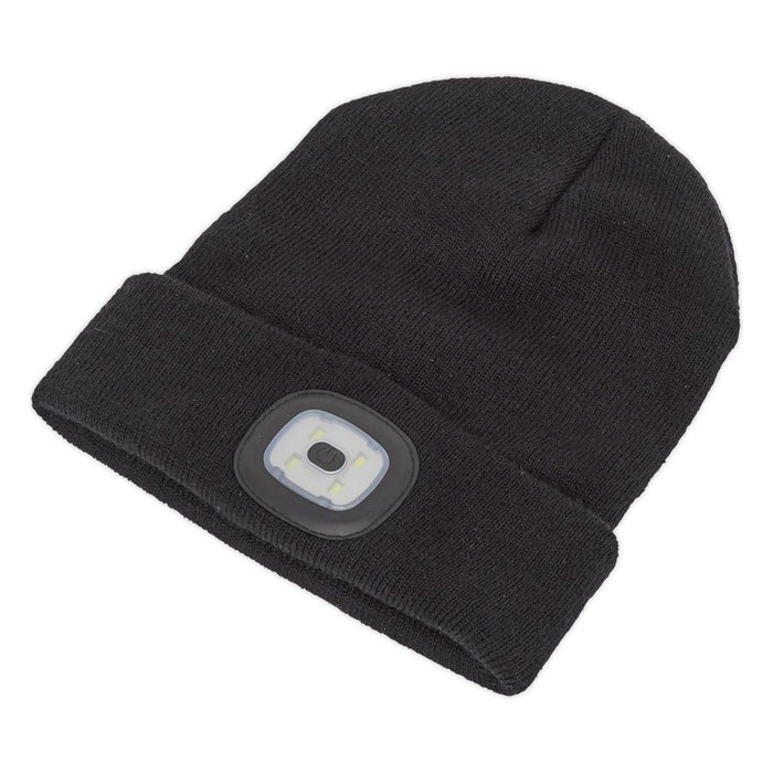 Sealey Beanie Hat 4 SMD LED USB Rechargeable LED185 Sealey - Town Tools 