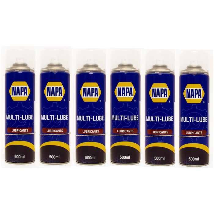 6x NAPA Multi Purpose Lubricant Spray Cleans Protect Rust Penetrating Oil 500ml