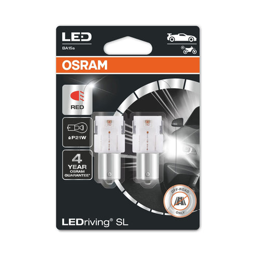 OSRAM LEDriving® SL, P21W, Red, LED signal lamps, Off-road only, non ECE Osram - Town Tools 