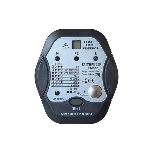 Faithfull Socket Polarity Tester with RCD Test Function Faithfull - Town Tools