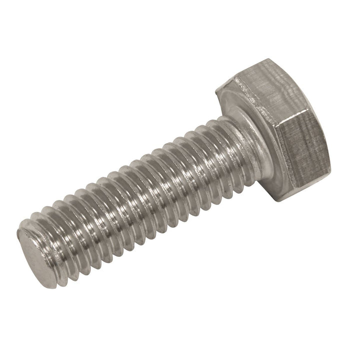 Sealey Stainless Steel Hex Head Set Screw DIN 933 - M8 X 25 A2 - Pack of 50 Sealey - Town Tools 