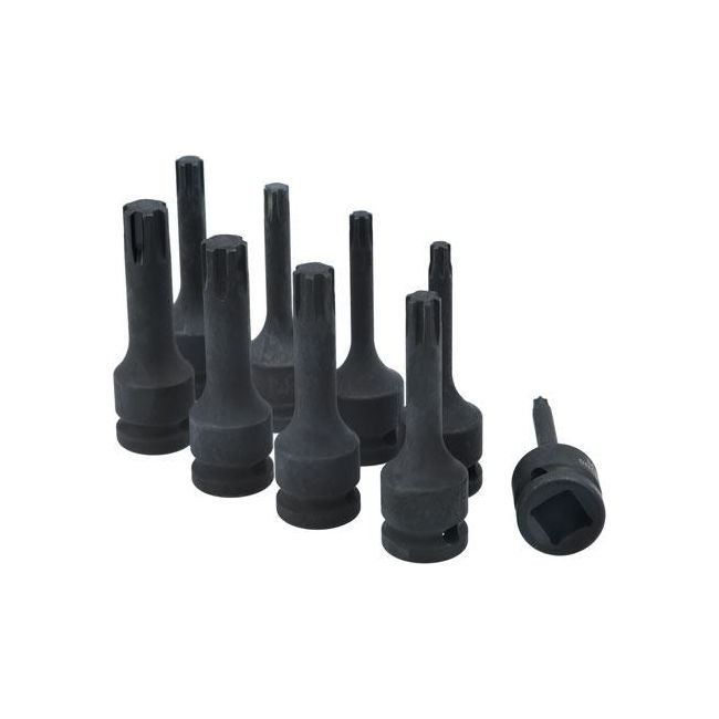 Laser Impact Ribe Socket Bit Set 1/2"D 9pc 7806