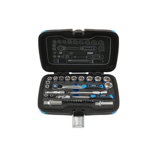 Laser Socket Set 3/8"D, 1/4"D 34pc 6918 Laser - Town Tools 