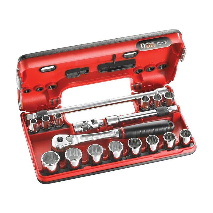 Facom 3/8in Drive Socket Detection Box Socket Set, 18 Piece Facom - Town Tools