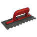 Faithfull Notched Trowel V 4mm & Round 7mm Plastic Handle 11 x 4.1/2in Faithfull - Town Tools