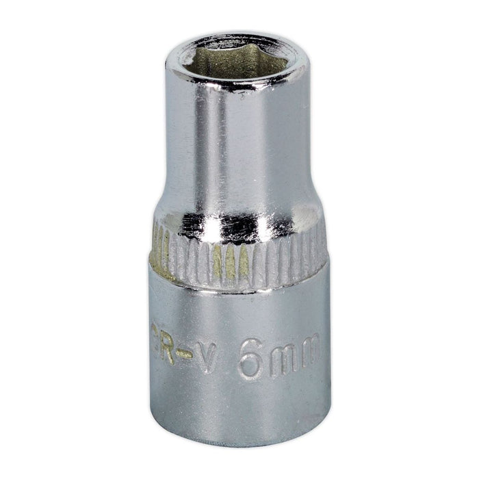 Sealey WallDrive Socket 6mm 1/4"Sq Drive Fully Polished SP1406 Sealey - Town Tools 