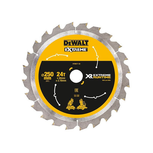 Dewalt Power Tools Extreme Runtime FlexVolt Mitre Saw Blade 250 x 30mm x 24T DeWALT Power Tools - Town Tools