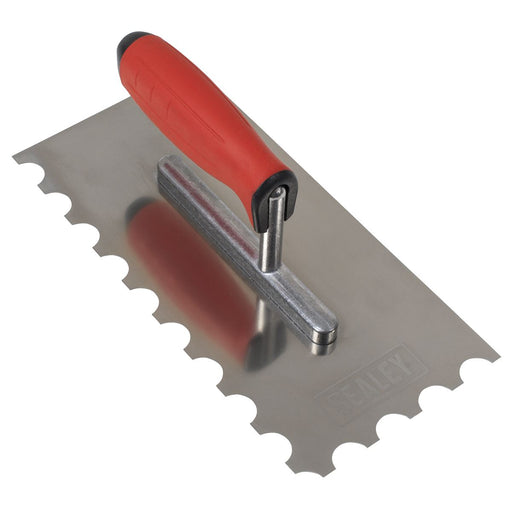 Stainless Steel Semicircle Tooth Trowel Rubber Handle & Aluminium Foot 270mm Sealey - Town Tools 