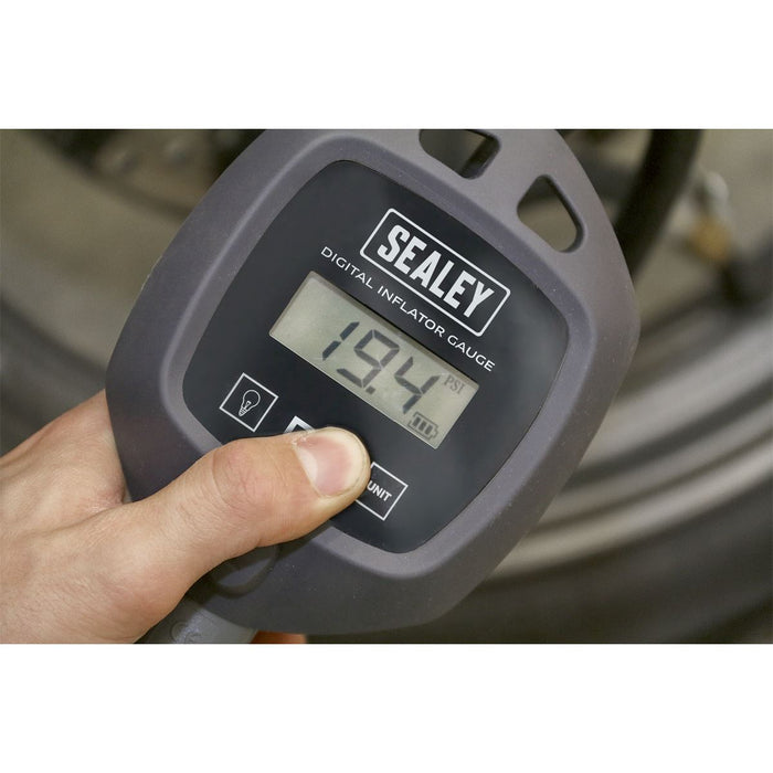 Sealey Digital Tyre Inflator with Clip-On Connector SA394 Sealey - Town Tools 