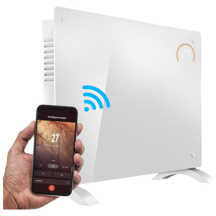 Baridi 2000W Electric Glass Panel Heater with 24/7 Timer, Remote Control & Wi-Fi - White Baridi - Town Tools