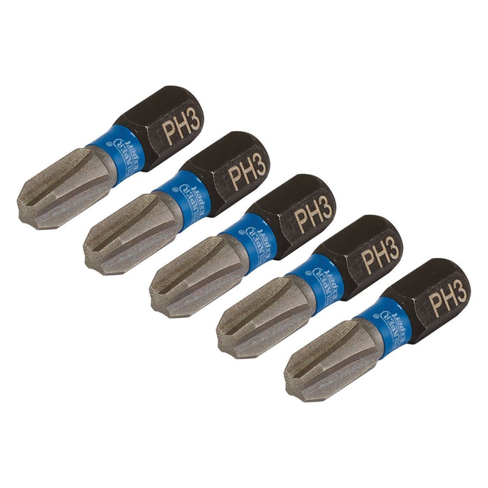 Draper Expert Cross Slot/PH Type Impact Screwdriver Bits, No.3 x 25mm, 1/4" Hex Draper - Town Tools 