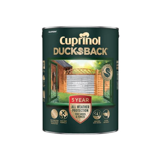 Cuprinol Ducksback 5 Year Waterproof for Sheds & Fences Herring Grey 5 litre Cuprinol - Town Tools