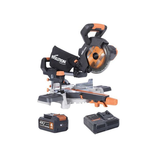 Evolution R185SMS-Li EXT Sliding Mitre Saw 18V 1 x 4.0Ah Li-ion Evolution - Town Tools
