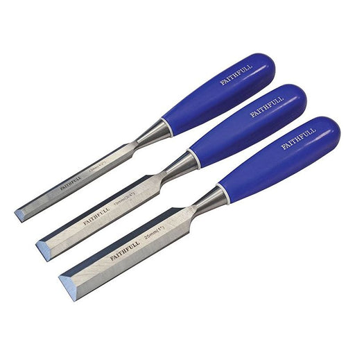 Faithfull Bevel Edge Chisel Blue Grip Set, 3 Piece Faithfull - Town Tools