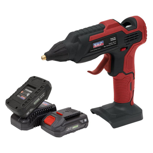 Sealey Cordless Glue Gun Kit 20V SV20 Series 2 Batteries CP20VGGKIT Sealey - Town Tools 