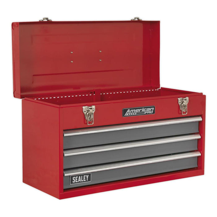 Sealey Portable Tool Chest 3 Drawer with Ball-Bearing Slides Red/Grey & 93pc Too Sealey - Town Tools 