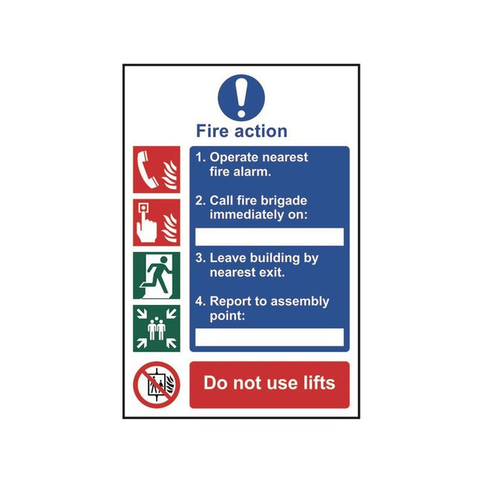 Scan Fire Action Procedure, Style 1 - PVC Sign 200 x 300mm Scan - Town Tools