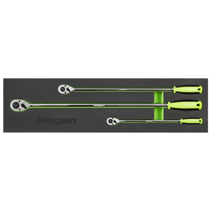 Sealey S01332 EXTRA LONG Ratchet Wrench 3 Piece Set 1/4 3/8 1/2 In EVA Foam FD25