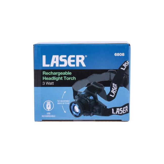 Laser Rechargeable Headlight Torch - 3 Watt 6808 Laser - Town Tools 