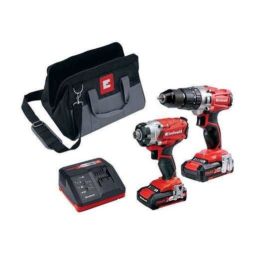 Einhell Power X-Change Combi & Impact Driver Twin Pack 18V 2 x 2.0Ah Li-ion Einhell - Town Tools