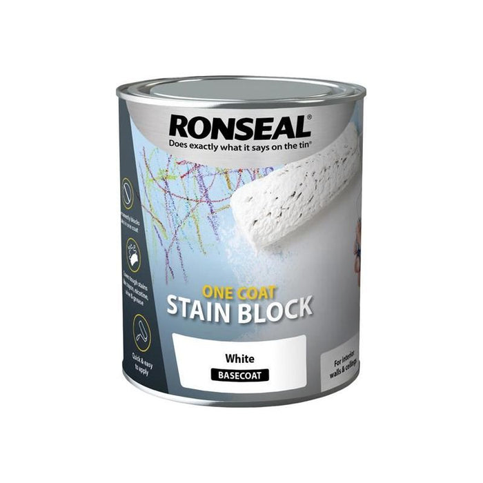 Ronseal One Coat Stain Block White 2.5 litre Ronseal - Town Tools