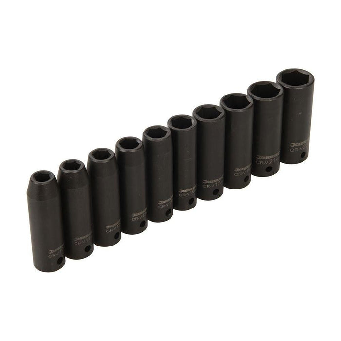 Silverline Deep Impact Socket Set 1/2" Drive 6pt Metric 10pce 10 - 22mm Silverline - Town Tools 