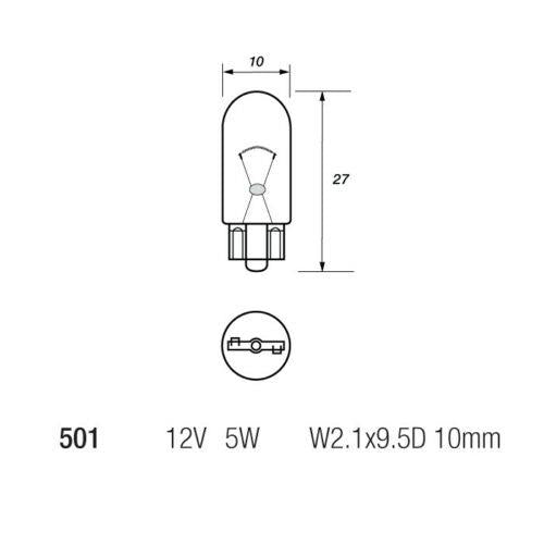 10 x Ring R501 W5W Car Sidelight Side Light Bulb 501 12v 5w Push Fit - E Marked Ring Automotive - Town Tools