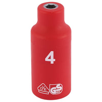 Draper Fully Insulated VDE Socket, 1/4" Sq. Dr., 4mm 31143
