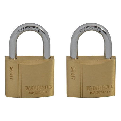 Faithfull Brass Padlock Keyed Alike 2 x 40mm Faithfull - Town Tools