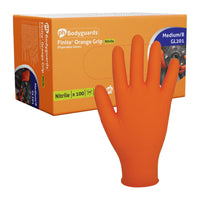 Bodyguard Finite Orange Grip Textured Grip Pattern Nitrile Gloves XL Box of 90