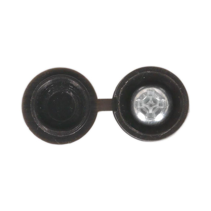 Sealey Numberplate Screw & Flip Cap 4.2 x 19mm Black Pack of 50 NPBK50 Sealey - Town Tools 