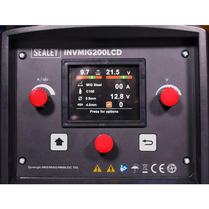 Sealey Inverter Welder MIG TIG & mmA 200A with LCD Screen INVMIG200LCD Sealey - Town Tools 