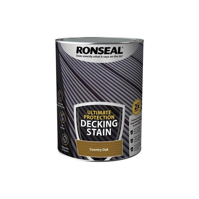 Ronseal Ultimate Protection Decking Stain Country Oak 5 litre Ronseal - Town Tools