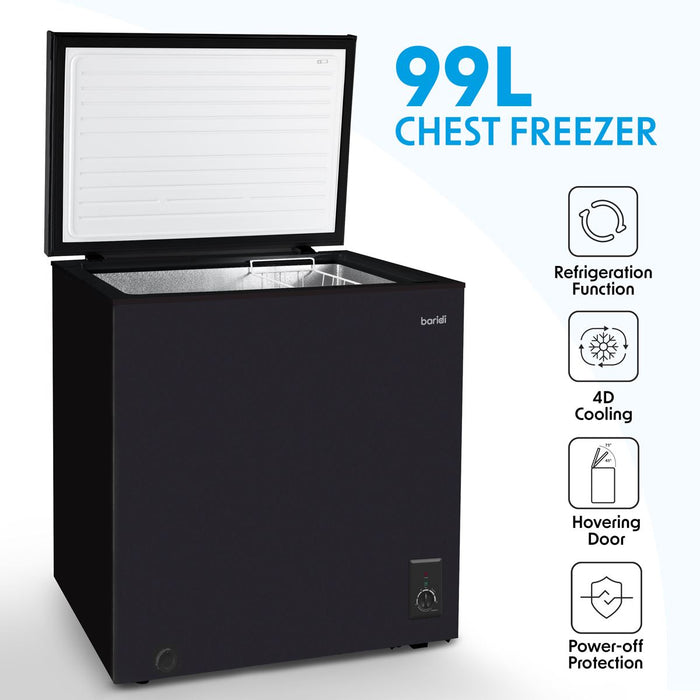 Baridi Freestanding Chest Freezer 99L Capacity - Black DH153 Baridi - Town Tools 