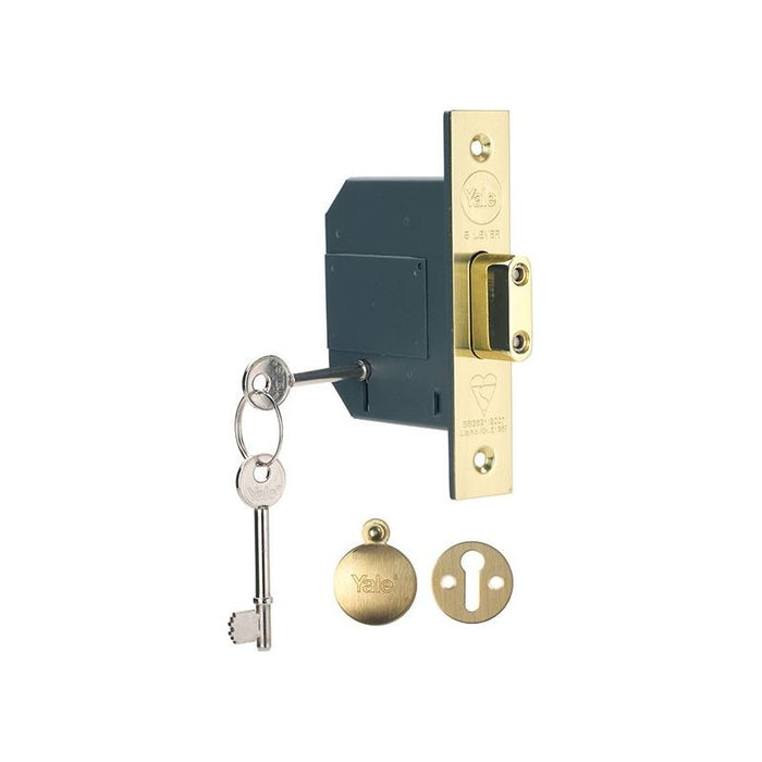 Yale Locks PM562 Hi-Security BS 5 Lever Mortice Deadlock 81mm 3in Polished Brass Yale Locks - Town Tools