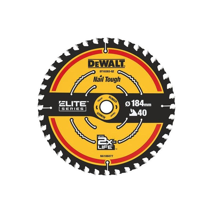 Dewalt Power Tools ELITE™ Series Framing Circular Saw Blade 184 x 16mm x 40T DeWALT Power Tools - Town Tools