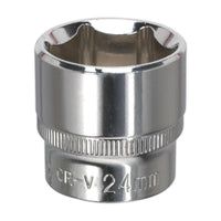 Sealey WallDrive Socket 24mm 3/8"Sq Drive Fully Polished SP3824