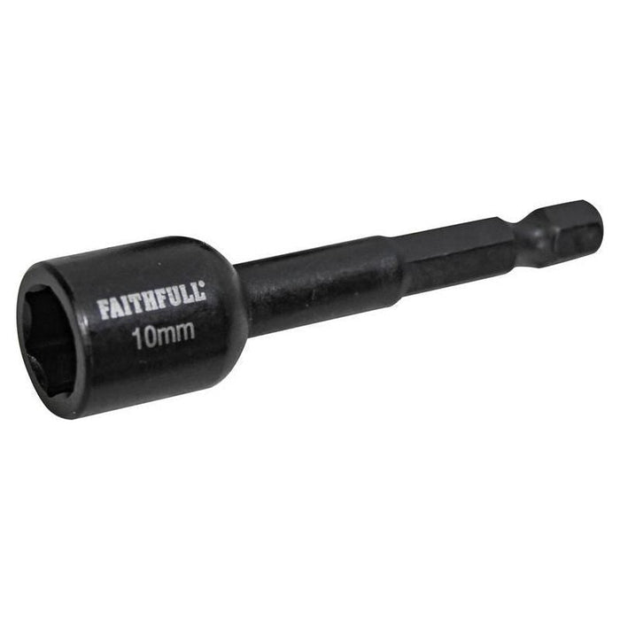 Faithfull Magnetic Impact Nut Driver 10mm x 1/4in Hex Faithfull - Town Tools