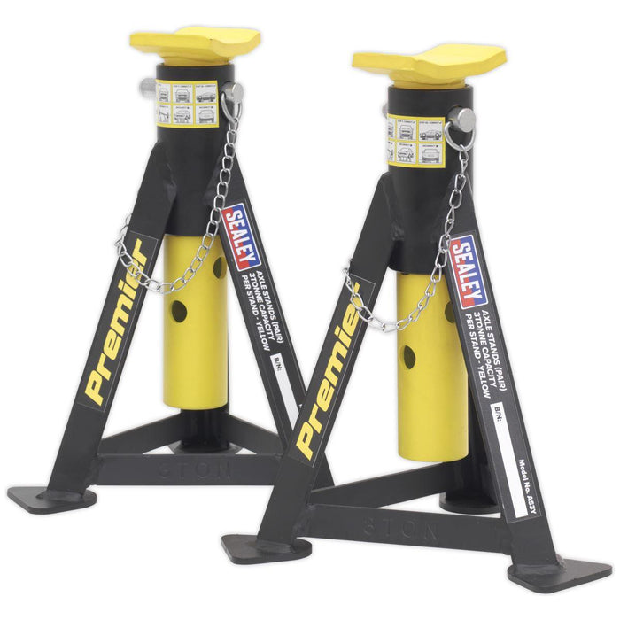 Sealey AXLe Stands (Pair) 3 Tonne Capacity per Stand Yellow AS3Y