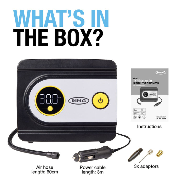 Ring RAC612 TYREINFLATE 20 Digital Tyre Inflator
