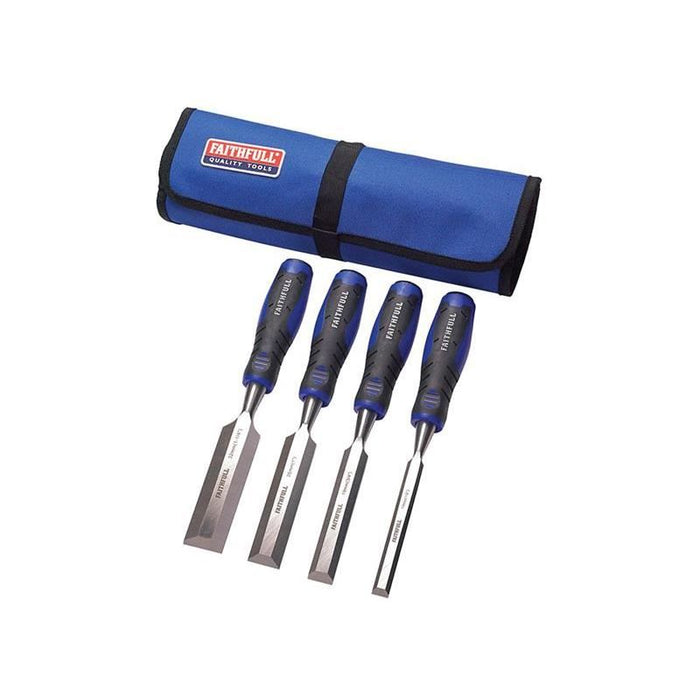 Faithfull Soft Grip Chisel Set + Chisel Roll, 4 Piece Faithfull - Town Tools