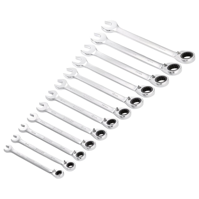 Draper HI-TORQ Metric Reversible Ratchet Combination Spanner Set (12 Piece) Draper - Town Tools