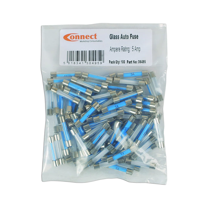 Connect Glass Auto Fuses 5A 100pc 30495 Tool Connection - Town Tools 