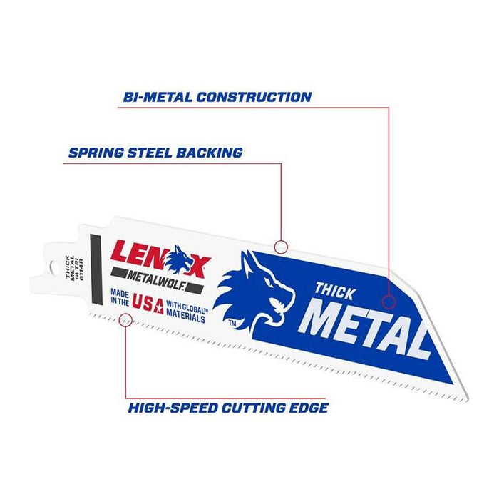 Lenox MultiWolf Wave Edge Reciprocating Saw Blade 152 x 25 x 1.1mm 14 TPI (Pack 5) LENOX - Town Tools