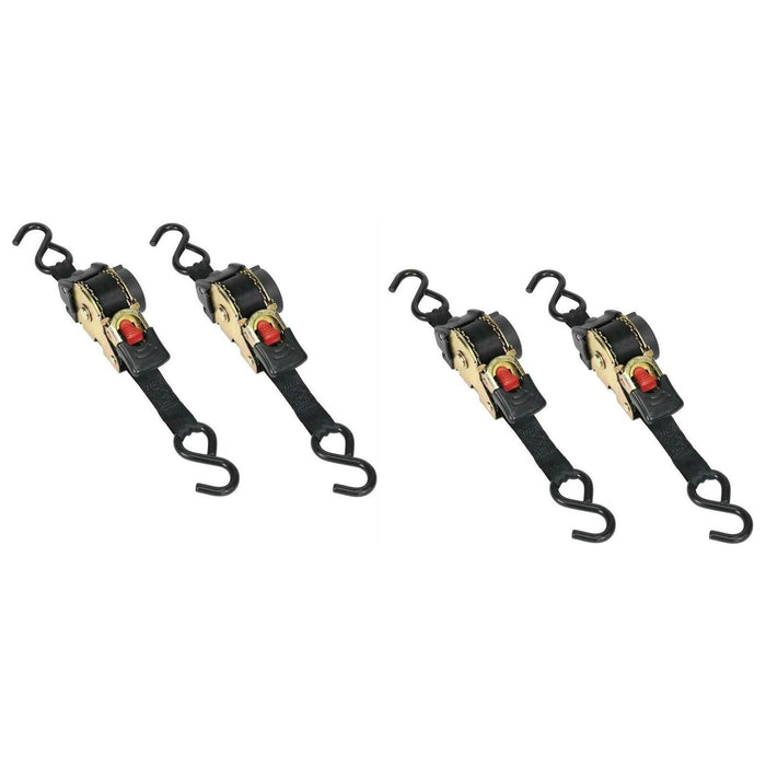 4x Sealey Auto Retract Ratchet Tie Down Straps 600kg Capacity 25mmx3m ATD25301 Sealey - Town Tools 