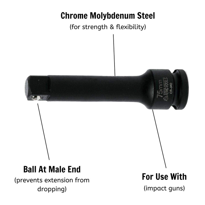 Teng Tools 3/8" Impact Extension Bar DIN 75mm Teng Tools - Town Tools 