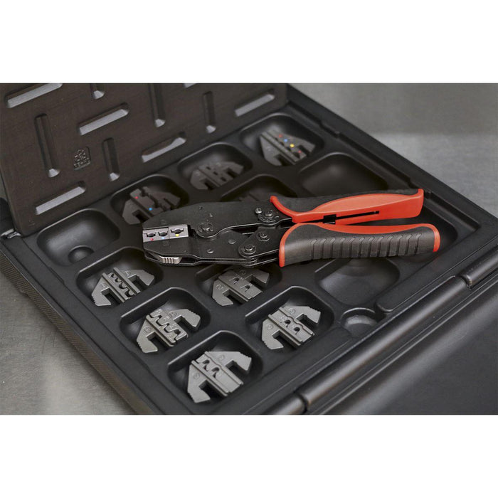 Sealey Ratchet Crimping Tool with Jaws and Storage Case AK3858COMBO Sealey - Town Tools 