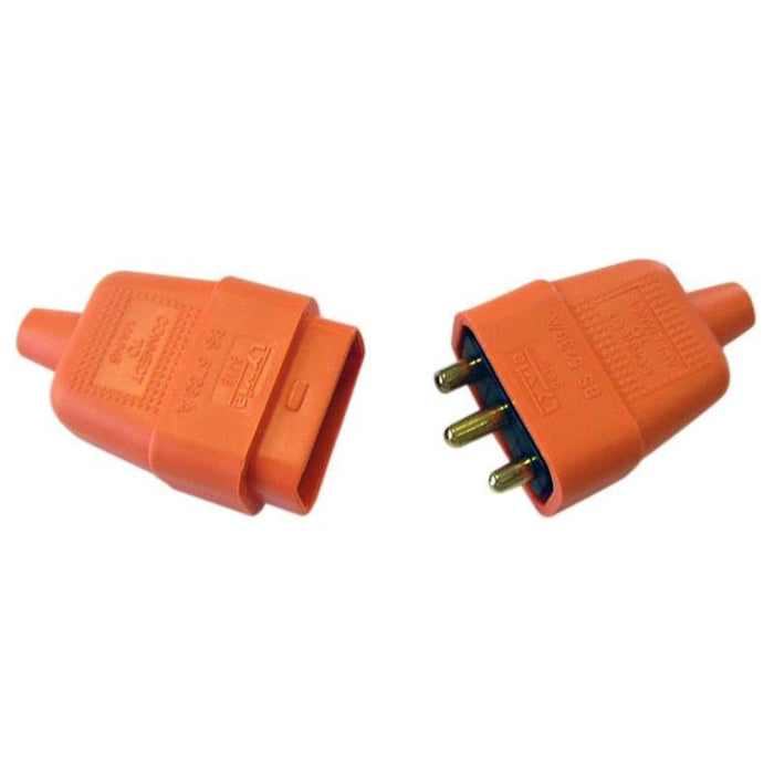 Dencon 3 Pin Rubber Connector Plug 10A Orange Dencon - Town Tools