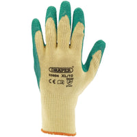 Draper Heavy Duty Latex Coated Work Gloves, Extra Large, Green 82604