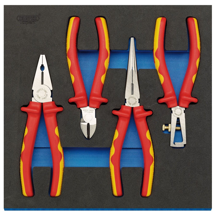 Draper VDE Approved Fully Insulated Plier Set in 1/2 Drawer EVA Insert Tray (4 P Draper - Town Tools 